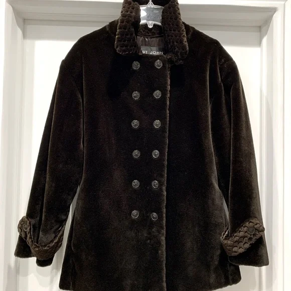 Vintage St. John by Marie Gray Fully Lined Double Breasted Faux Fur Coat - Picture 3 of 13
